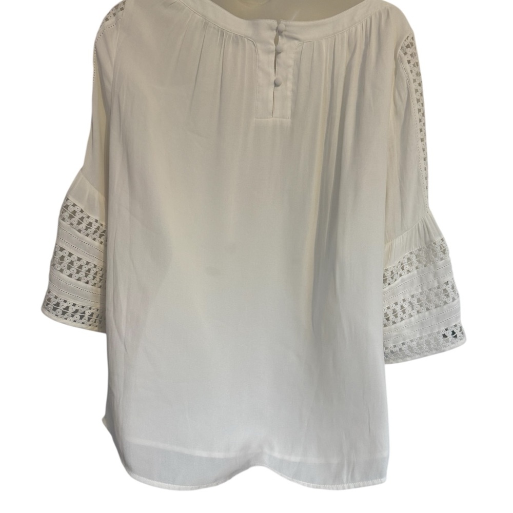 LOFT Crochet Bell-Sleeve Spring/Summer Blouse MESIUM #G - Picture 5 of 8